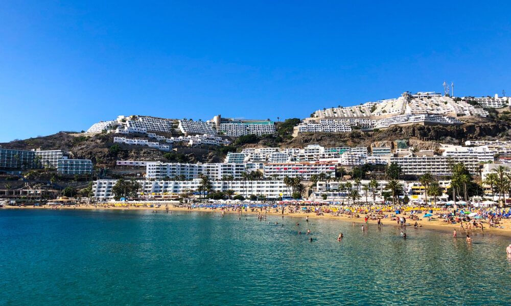 ocean and beach with resorts