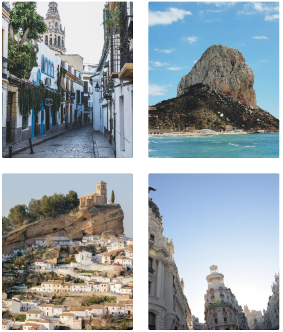 4 photos of tourist destinations in spain